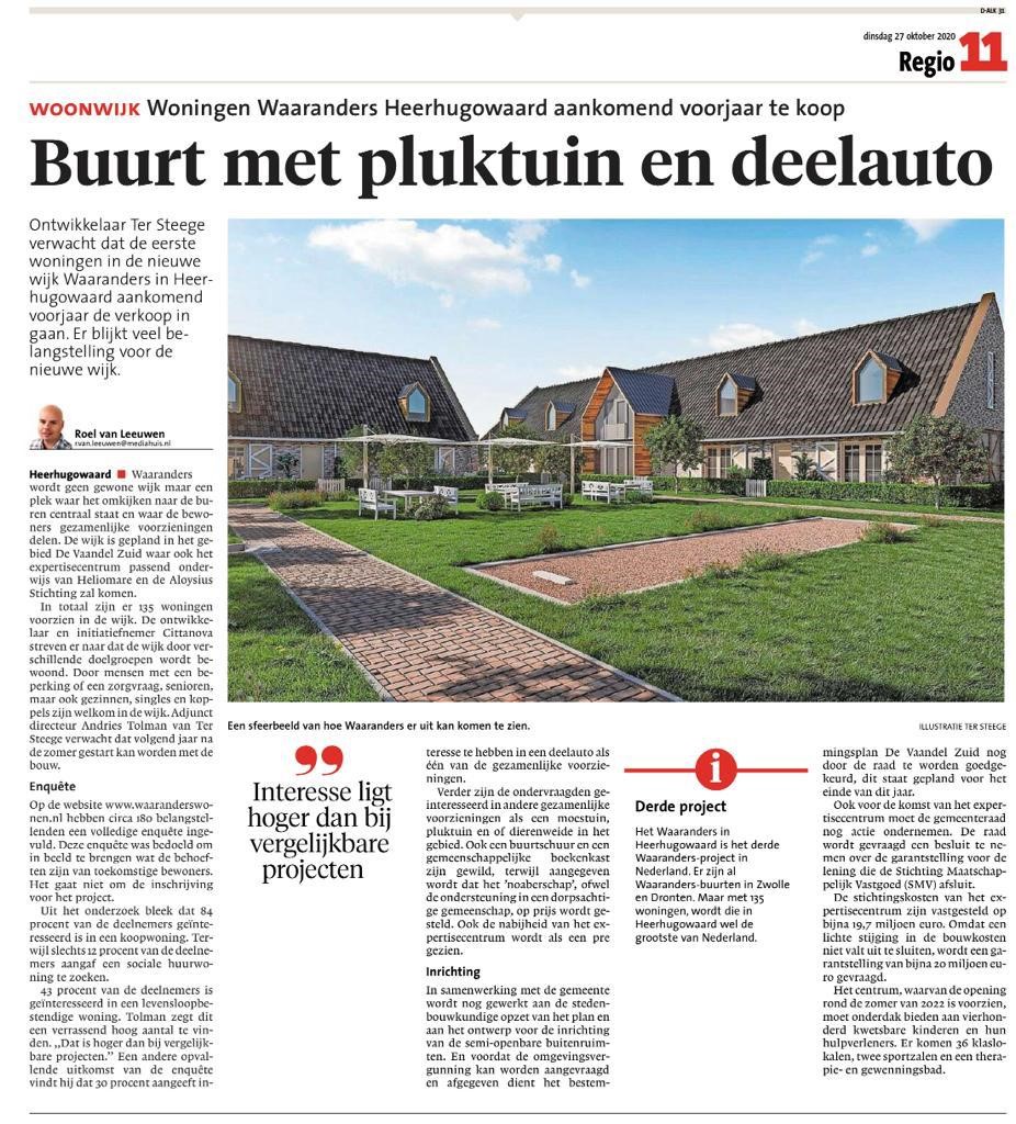 Waaranders in Noord Hollands Dagblad: buurt met pluktuin